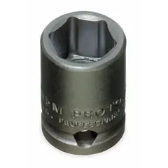 Metric 6 mm impact socket with 3/8" drive and 6-point configuration. Overall length 1 3/32 in. Black Oxide finish. Suitable for use with impact tools in automotive, industrial, and heavy equipment applications.