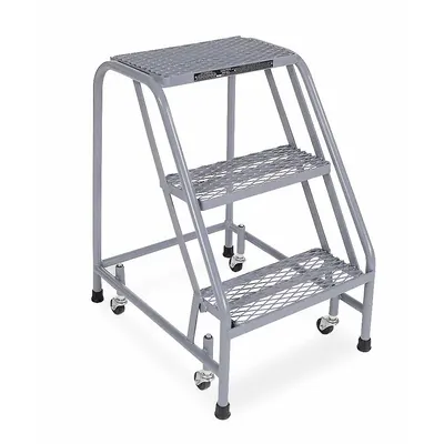COTTERMAN Step Stool: 2.5 ft Overall Ht, 450 lb Load Cap, 3 Steps, Steel - Rolling Step Stools