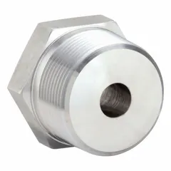316 stainless steel straight adapter with 1-1/2 in x 1/4 in connection, rated for 3,600 psi. Length 1 33/64 in. Used in high-pressure hydraulic and pneumatic systems for connecting pipes.
