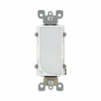 This in-wall LED night light operates at 120V AC and features a white finish. It is designed for vertical installation in standard wall boxes to provide low-level illumination in hallways, bathrooms, or other areas where a night light is needed