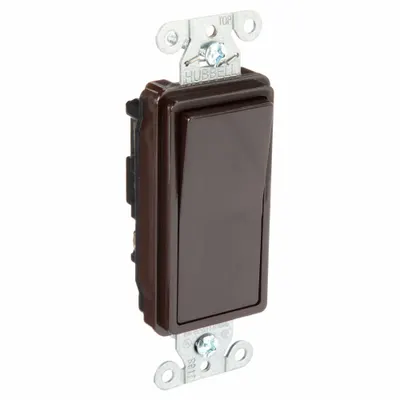 BRYANT Wall Switch: Rocker Switch, Single Pole, Maintained, Brown, 120/277V AC - Rocker Wall Switches
