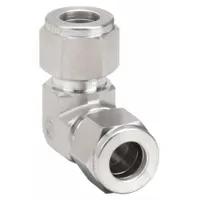 HAM-LET 765L-SS-12MM is a double-ferrule stainless steel compression fitting elbow with 12 mm OD tube connections on both ends. It provides a leak-tight, vibration-resistant seal for industrial tubing systems, suitable for instrumentation, hydraulic, and process lines handling fluids or gases
