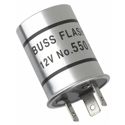 BUSSMANN NO.550 Flasher Relay, 12V DC, 12.8 A, 3 Terminals - Flasher Relays