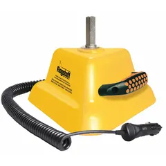 This magnetic base mount is designed for attaching a warning whip light to metal surfaces on vehicles. Constructed from urethane, it provides a secure mounting point for improved visibility. Suitable for use on trucks, construction equipment, and other fleet vehicles.