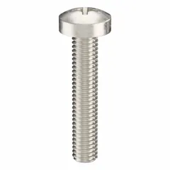 These pan head machine screws feature an M3x0.50 thread, 16 mm length, and are made from 18-8 stainless steel with a plain finish. They have a Phillips drive with #1 drive size and are supplied in packs of 100. Commonly used in general assembly, electronics, and light machinery applications.