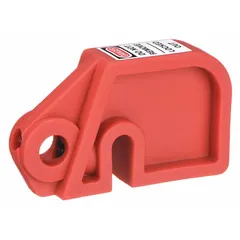 This fuse-block lockout is designed for use with fuse holders to isolate fuse-type circuit breakers during lockout/tagout procedures. It does not include a cable tie slot. Suitable for industrial maintenance and electrical safety applications.