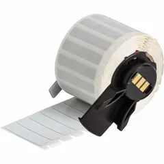 This precut label roll consists of polyimide material with a white gloss finish, sized 1/4 in x 1 1/4 in. It is compatible with the M611 printer series. Polyimide labels are commonly used for identifying components in high-temperature environments such as electronics, automotive, and manufacturing.