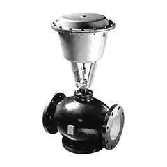 This Siemens 2-way flanged globe valve features a 4-inch cast iron body and a straight-thru pattern. It is normally closed (NC) and includes an actuator. With a CV flow of 160, it is suited for modulating or on-off control in hydronic heating and cooling systems.