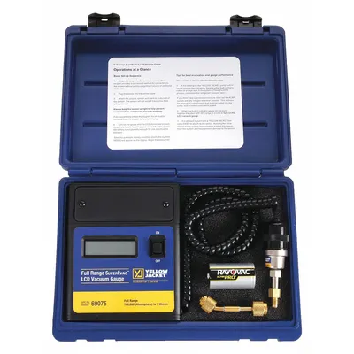 YELLOW JACKET Vacuum Gauge: LCD, 1 micron Hg to 760,000 micron Hg - Digital Vacuum Gauges
