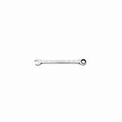 This SAE 12-point ratcheting combination wrench has a 1/4 in head size and is made of alloy steel with a full polish chrome finish. The ratcheting box end allows faster fastener tightening and loosening in confined spaces without repositioning the tool. Suitable for general mechanical assembly and maintenance tasks.