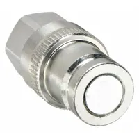 Steel-bodied hydraulic quick-connect plug with nitrile seal and female UNF connection. Used for rapid connection and disconnection of hydraulic lines in industrial equipment such as mobile machinery and plant hydraulics. Suitable for oil-based fluids