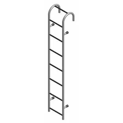 COTTERMAN Straight Ladder: 8 ft Ladder Size, Steel, 300 lb Load Capacity, 37 lb Wt - Storage Tank Steel Ladders