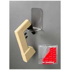 Clear PETG benchtop hanger for securely holding a pipette aid. Overall height 4 in, overall length 2 1/2 in. Keeps pipette aid accessible and organized on the benchtop, reducing contamination risk in laboratory settings.