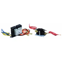 Unit-mount transformer kit designed for CDF Series electric wall and ceiling heaters. Operates on single-phase 208/240V AC, rated 22 A, and fits all heater wattages. Includes a relay for control voltage support.
