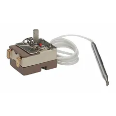 This thermostat is a replacement HVACR control for temperature regulation in commercial and industrial heating, ventilation, and air conditioning systems. It is commonly used in refrigeration units, rooftop units, and process cooling equipment.