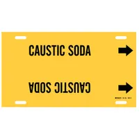 Pipe Marker: Caustic Soda, Yellow, Black, Fits 8 to 9 7/8 in Pipe O.D., 1 Pipe Markers, With Arrows (MPN 4021-G)