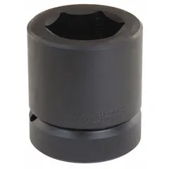 This 2-1/2" drive impact socket features a 3-3/4" SAE hex size with a 6-point configuration for high-torque fastening and loosening. The black oxide finish provides corrosion resistance. Suitable for heavy-duty industrial applications requiring large SAE fasteners.