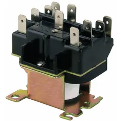 This general-purpose relay features a DPDT contact form with both normally closed and normally open configurations. It operates with a 120V AC coil and is suited for industrial switching applications in control panels, automation systems, and machinery.