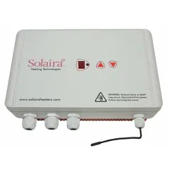 Surface-mount digital variable heat control for all electric radiant heaters. Operates on single-phase 120/208/240V AC with a maximum output of 3,840 W. Includes a digital touch pad for operation. Suitable for regulating temperature in residential or commercial heating applications.