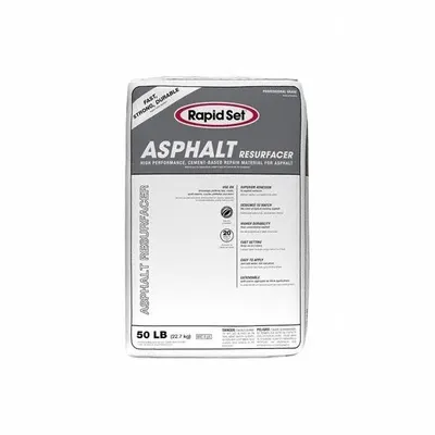 RAPID SET Asphalt Resurfacer: Rapid Set, Cement, 250 lb Container Size, Bag, Asphalt Gray - Asphalt Repair Compounds
