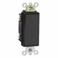 LEVITON Wall Switch: Rocker Switch, 3-Way, Maintained, Ebony, 120/277V AC, 15 A (MPN 5693-2E)