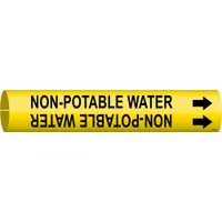 Pipe Marker: Non-Potable Water, Yellow, Black, Fits 4 to 6 in Pipe O.D., 1 Pipe Markers, With Arrows (MPN 4102-D)