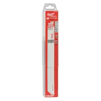This 12-inch thin-metal-cutting blade is designed for straight and curved cuts in sheet metal and tubing. With 18 teeth per inch and a 0.04-inch thickness, it is suitable for demolition, fabrication, and HVAC applications. Sold in a pack of 50
