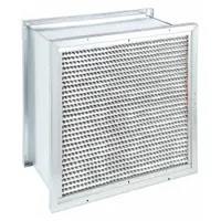 Cartridge air filter with steel double-header frame and microfiber media. Rated MERV 14 for high-efficiency filtration of fine particles. Suitable for commercial and industrial HVAC systems requiring clean air