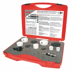 This 8-piece hole saw kit is designed for cutting precise holes in multi-materials such as wood, metal, and plastic. Each saw is made of high-speed steel with 7 teeth per inch, offering a maximum cutting depth of 38 mm. Suitable for plumbing, electrical, and HVAC installations requiring clean, accurate cuts.
