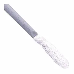 Polyester-tip cleanroom swab with a round, flexible tip (7/16 in length, 1/8 in width) and a white polypropylene handle (2 1/4 in length). Overall length 2 3/4 in. Features high absorbency and absorbency rate. Supplied in packs of 500. Used for precision cleaning of disk drive components and other sensitive surfaces in controlled environments.