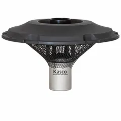 This KASCO fountain aerator is designed for water circulation and aeration in ponds, lakes, and decorative water features. It operates at 240V AC (nominal 230/240V AC) and produces a fountain spray up to 8 ft high and 32 ft wide. The unit includes a 200 ft power cord.