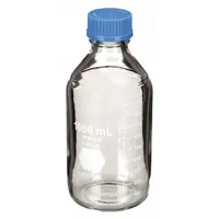 KIMBLE Media Bottle: 1 L, Screw-On, GL 45, 225 mm, Colorless, Closure Included, Wide Mouth Size (MPN 14395-1000)