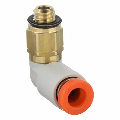 SMC KQ2L03-32A Push-to-Connect x MUNF Elbow Fitting, Brass, White, #10-32 Thread - Polybutylene & Brass Tube Fittings