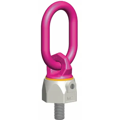 RUD CHAIN Hoist Ring: Pivot/Swivel, Steel w/Pink Powder-Coated Bail, 1 1/4"-7 - Rotate-Under-Load Hoist Rings