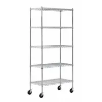 APPROVED VENDOR Wire Shelving Unit: 36 in x 18 in x 72 in, Dry, Split Sleeve, 5 Shelves, (4) Swivel (MPN MWS361872)