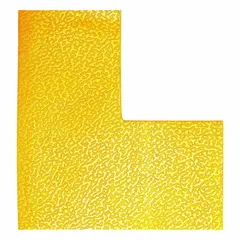 Solid yellow L-shaped floor marking tape with no legend. Each piece measures 3 15/16 in x 3 15/16 in, supplied in a 10-pack. Backing material is PVC-P with acrylic glue adhesive. Used to mark corners, edges, and boundaries in industrial facilities for safety zones, aisle markings, or hazard areas.