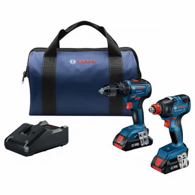 BOSCH Cordless Tool Combination Kit: 2 Tools, Hammer Drill/Impact Driver, 18 V DC Volt - Bosch 18V Cordless Tool Combination Kits