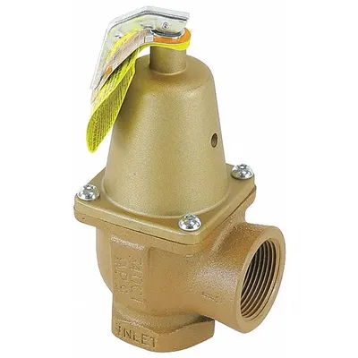 Watts Pressure Relief Valve: FNPTF x FNPTF, 1 in x 1 1/4 in, Iron - ASME Section XIII Hot Water Pressure Relief Valves
