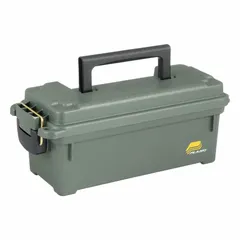 This plastic tool box provides secure storage for hand tools and small parts. Its single compartment and integrated padlock allow organized transport on job sites or in workshops. The green case measures 13-1/2 inches wide by 5-9/16 inches deep by 5-9/16 inches high.