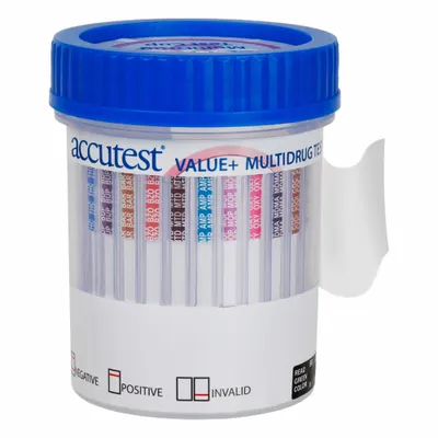 ACCUTEST Urine Drug Test Kit: 25 Tests, AMP/BAR/BUP/BZO/COC/MAMP/MDMA/MOP/MTD/OXY/PCP/THC - Drug Testing Kits