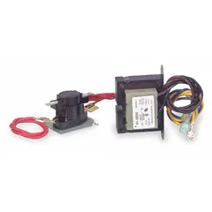 Single-phase, unit-mount transformer rated 277V AC and 30 A, designed for use with electric wall and ceiling heaters up to 2000 W. Includes relay and mounting hardware for installation. Compatible with heater model 2YU41.