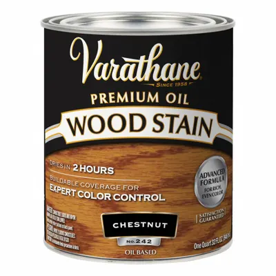 VARATHANE 211721H Interior Oil-Based Wood Stain, Chestnut, Satin, 1 qt - Wood Stains