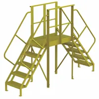 TRI-ARC Crossover Bridge: 4.2 ft Platform Ht, Steel, 1,000 lb Load Capacity, Serrated, 5 Steps (MPN 7CY83)