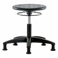 Polyurethane Lab Stool, 13 in Seat, 15 1/2-20 1/2 in Height, Black