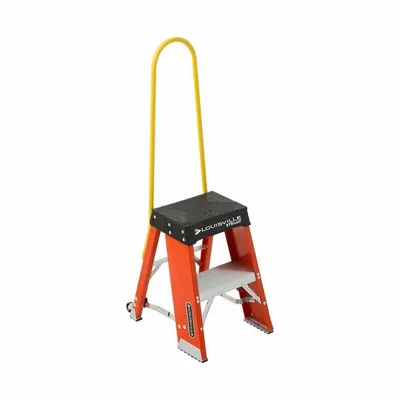 LOUISVILLE LADDER FY8002-S55S56 Fiberglass Folding Rolling Step Stool - Folding Rolling Step Stools