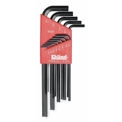 EKLIND Hex Key Set: 11 - 15 Pieces, Bright-Hex-L Long, L, SAE, Std End, Long, 13 Pieces - L-Shaped Hex Key Sets