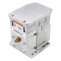 This non-fail-safe, proportional actuator is designed for positioning dampers and valves in HVAC and industrial air-handling systems. It delivers 150 lb-in torque, operates on 120V AC, and features a 160° stroke with CCW rotation. The dual-end 3/8" square shaft and screw terminals facilitate installation. Rated NEMA 3, it is not compatible with building automation systems.