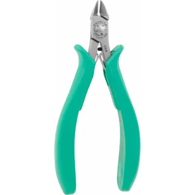 EXCELTA Hard Wire Cutters: Flush, Angled, 4 3/4 in Overall Lg, Plain Grip - ESD-Safe Flush-Cut Diagonal-Cutting Pliers