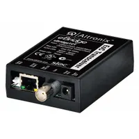 This IP over coax transceiver enables transmission of IP signals over existing coaxial cable infrastructure. It accepts 12 to 24V DC or 16 to 24V AC input, allowing integration into various power supply systems. Commonly used in security and surveillance applications to extend network connectivity over long distances without rewiring