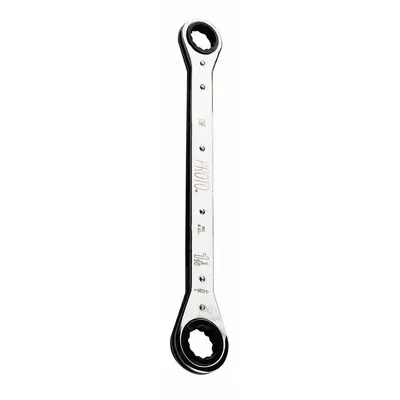 PROTO Box End Wrench: Chrome, 5/8 in_11/16 in Head Size, 8 in Overall Lg, Std - SAE, Double End, 12-Point, Ratcheting Box End Wrenches